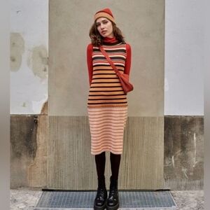 NWT MARNIxUNIQLO MERINO BLEND SLEEVELESS STRIPED KNITTED DRESS